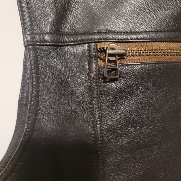 Vintage Giverny Genuine Leather Moto Utility Vest Large - Picture 14 of 16